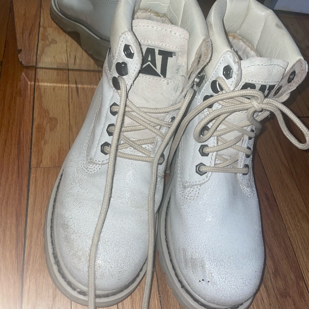 CAT White Work Boots